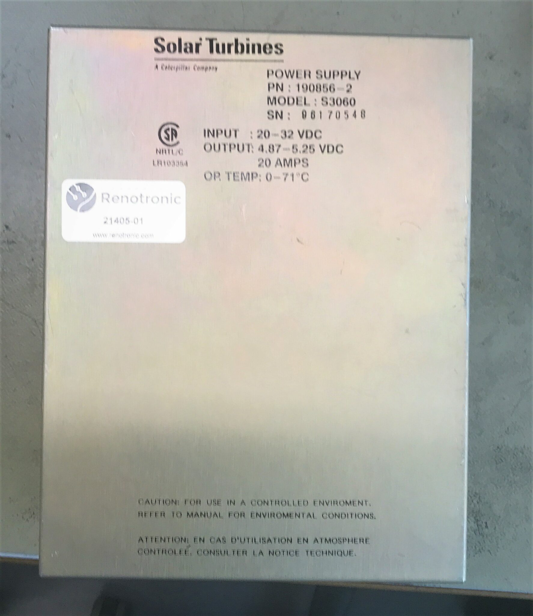 Solar Turbines S3060 Power supply